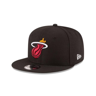 Black Miami Heat Hat - New Era NBA 9FIFTY Snapback Caps USA4853216